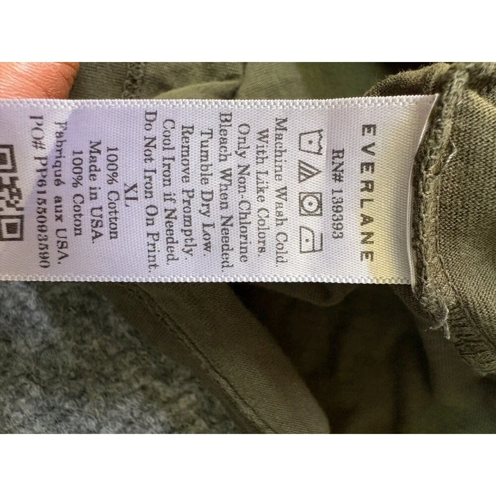 Everlane T Shirt Mens XL Short Sleeve 100% Cotton Army Green Made in USA Pocket - Picture 5 of 5